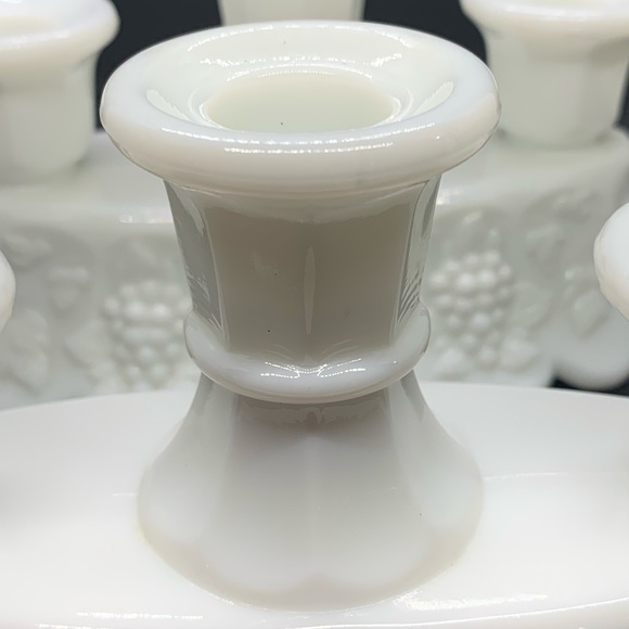 WESTMORELAND vintage white Paneled Grape Milk Glass Candleholders - Picture 6 of 9